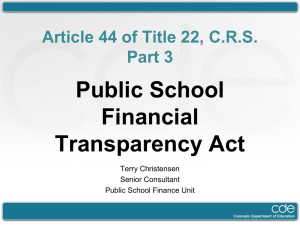 Public School Financial Transparency Act Article 44 of Title 22, C.R.S.