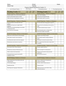 Writing Grades 1-2 Reading Grades 1-2  Progress Monitoring Sheet for Grades 1-2
