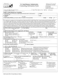 Counseling Information Form U.S. Small Business Administration