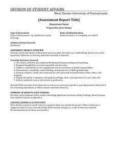 DIVISION OF STUDENT AFFAIRS  [Assessment Report Title] West Chester University of Pennsylvania