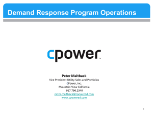 Demand Response Program Operations Peter Maltbaek Vice President Utility Sales and Portfolios