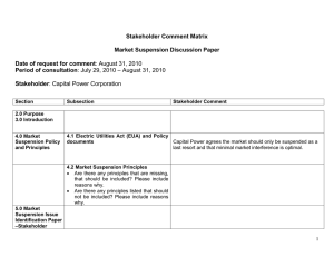 Stakeholder Comment Matrix  Market Suspension Discussion Paper Date of request for comment