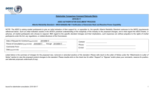 Stakeholder Comparison Comment Rationale Matrix 2010-08-17 AESO AUTHORITATIVE DOCUMENT PROCESS