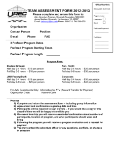 TEAM ASSESSMENT FORM 2012-2013 Please complete and return this form to: