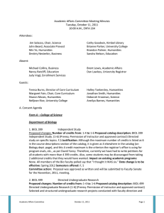 Academic Affairs Committee Meeting Minutes Tuesday, October 11, 2011