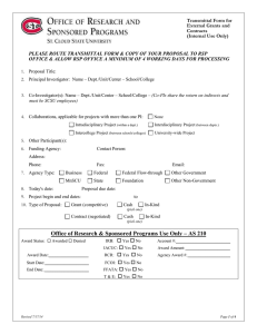 Transmittal Form for External Grants and Contracts (Internal Use Only)