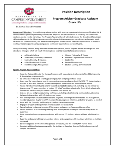 Position Description Program Adviser Graduate Assistant Greek Life
