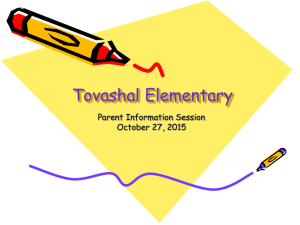 Tovashal Elementary Parent Information Session October 27, 2015