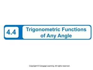 4.4 Trigonometric Functions of Any Angle Copyright © Cengage Learning. All rights reserved.