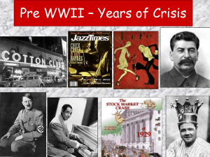 Pre WWII – Years of Crisis