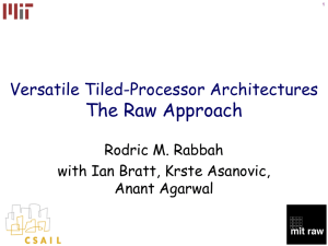 The Raw Approach Versatile Tiled-Processor Architectures Rodric M. Rabbah
