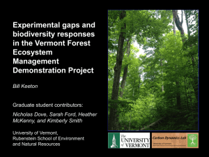 Experimental gaps and biodiversity responses in the Vermont Forest Ecosystem