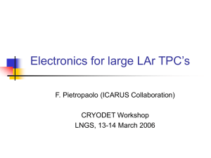 Electronics for large LAr TPC’s F. Pietropaolo (ICARUS Collaboration) CRYODET Workshop