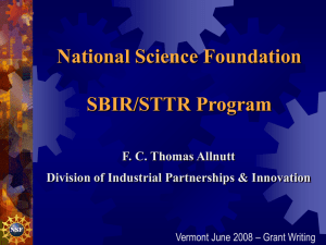 National Science Foundation SBIR/STTR Program F. C. Thomas Allnutt