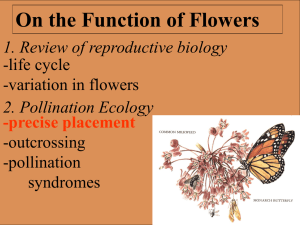 On the Function of Flowers 1. Review of reproductive biology -precise placement