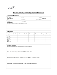 Personal Training Mentorship Program Application Applicant Information