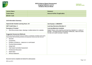 BCS Evidence Based Assessment Imaging Software Level 2 Evidence Record Sheet