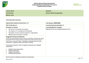BCS Evidence Based Assessment Understanding the potential of IT Level 2