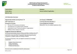 BCS Evidence Based Assessment Understanding the potential of IT Level 3