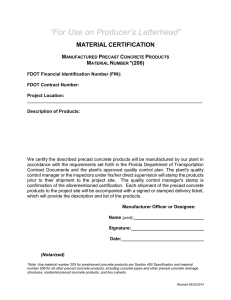 “For Use on Producer’s Letterhead” MATERIAL CERTIFICATION M