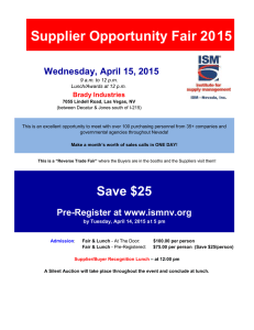 Supplier Opportunity Fair 20 15 Wednesday, April 15, 2015