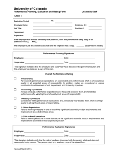 University of Colorado PART I Performance Planning, Evaluation and Rating Form University Staff