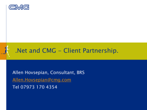 .Net and CMG - Client Partnership. Allen Hovsepian, Consultant, BRS