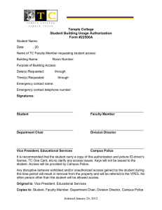 Temple College Student Building Usage Authorization Form #22500A