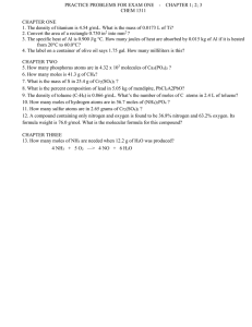 PRACTICE PROBLEMS FOR EXAM ONE    -  ... CHEM 1311  CHAPTER ONE