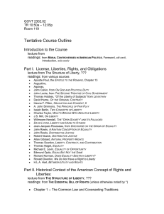 Tentative Course Outline  Introduction to the Course