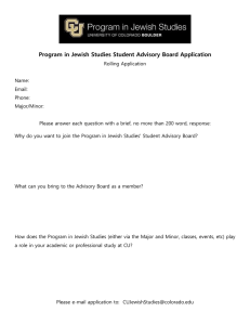 Program in Jewish Studies Student Advisory Board Application