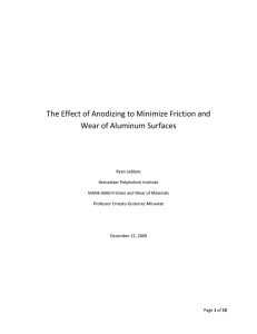 The Effect of Anodizing to Minimize Friction and TITLE PAGE