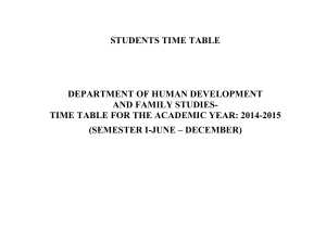 STUDENTS TIME TABLE DEPARTMENT OF HUMAN DEVELOPMENT AND FAMILY STUDIES-