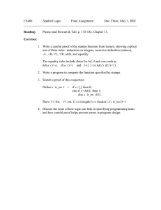 CS486 Applied Logic Final Assignment Due  Thurs, May 3, 2001