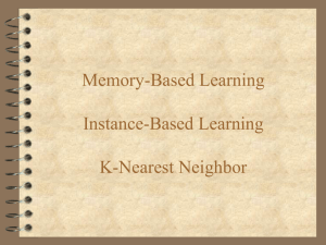 Memory-Based Learning Instance-Based Learning K-Nearest Neighbor