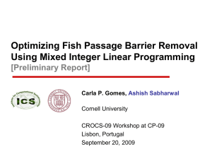 Optimizing Fish Passage Barrier Removal Using Mixed Integer Linear Programming [Preliminary Report]