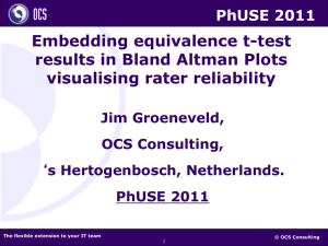 Embedding equivalence t-test results in Bland Altman Plots visualising rater reliability PhUSE 2011