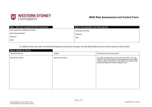 WHS Risk Assessment and Control Form