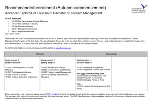 Recommended enrolment (Autumn commencement)  Credit awarded: