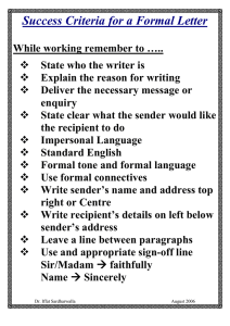 Success Criteria for a Formal Letter
