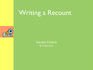 Writing a Recount Success Criteria By Debbie Jones