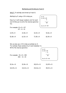 Multiplying and Dividing by 9 and 11