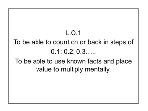 L.O.1 To be able to count on or back in steps... 0.1; 0.2; 0.3…..