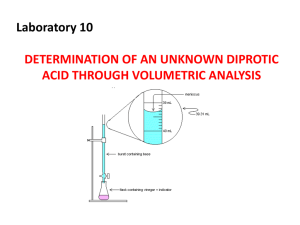 Laboratory 10 DETERMINATION OF AN UNKNOWN DIPROTIC ACID THROUGH VOLUMETRIC ANALYSIS