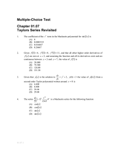 Multiple-Choice Test Chapter 01.07 Taylors Series Revisited