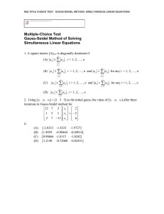   Multiple-Choice Test Gauss-Seidel Method of Solving