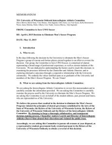 MEMORANDUM  TO: University of Wisconsin Oshkosh Intercollegiate Athletic Committee