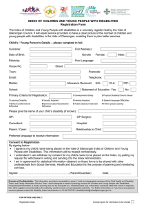 INDEX OF CHILDREN AND YOUNG PEOPLE WITH DISABILITIES Registration Form