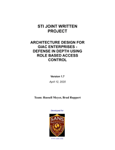 STI JOINT WRITTEN PROJECT ARCHITECTURE DESIGN FOR GIAC ENTERPRISES -