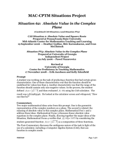 MAC-CPTM Situations Project  Situation 62:  Absolute Value in the Complex Plane